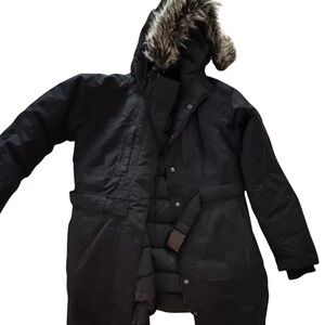 The North Face Black Puffer Coat with Fur Hood